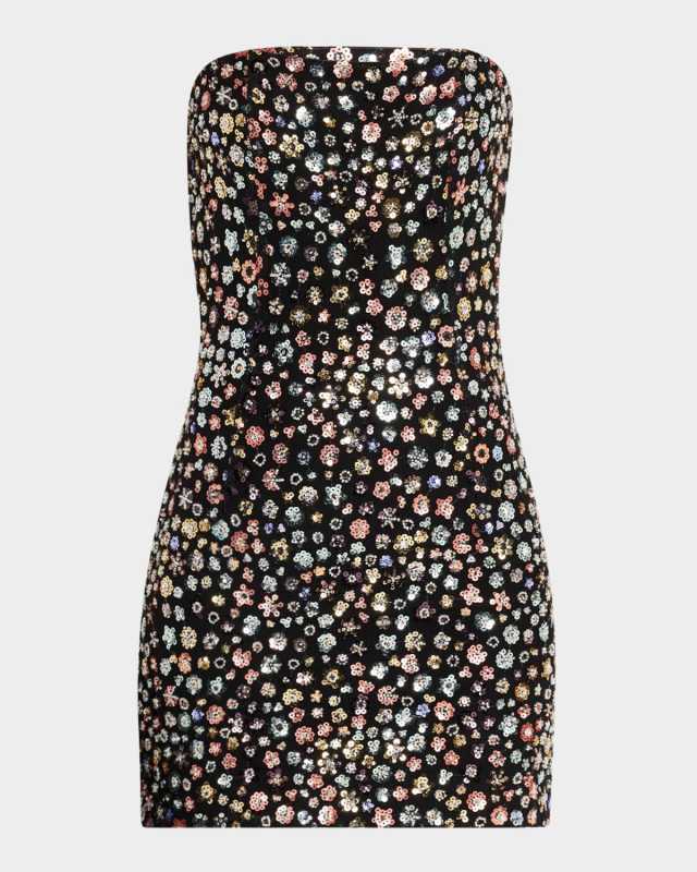 Khai Strapless Sequined Mini Dress
